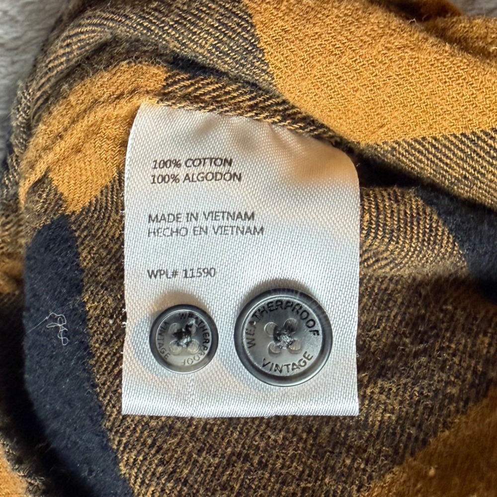 Weatherproof Vintage Shirt Men XL Yellow Black 100% Cotton Buffalo Plaid Flannel - Picture 5 of 8